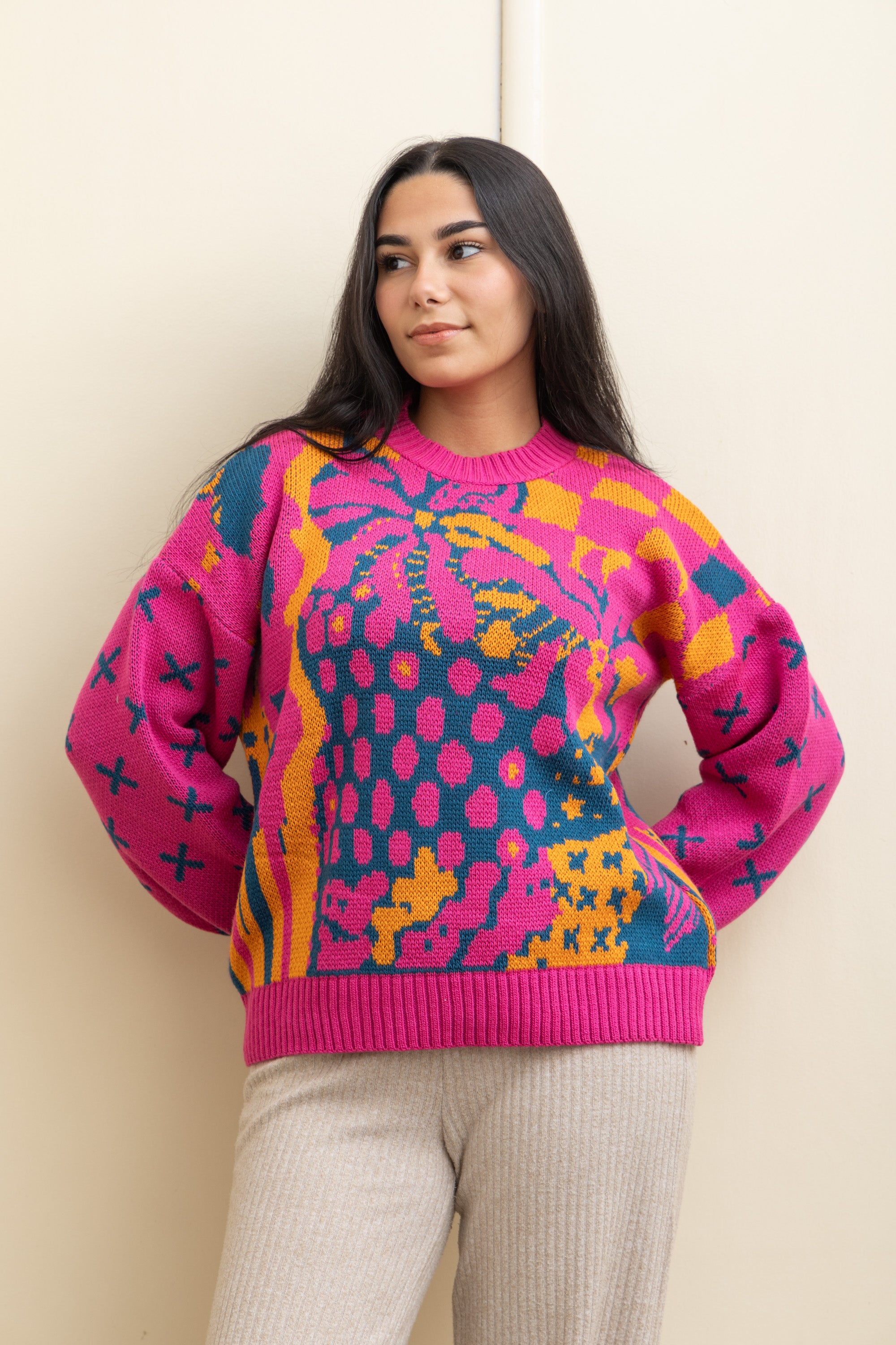 Image of Pink Knit Pullover – Classic with a Twist